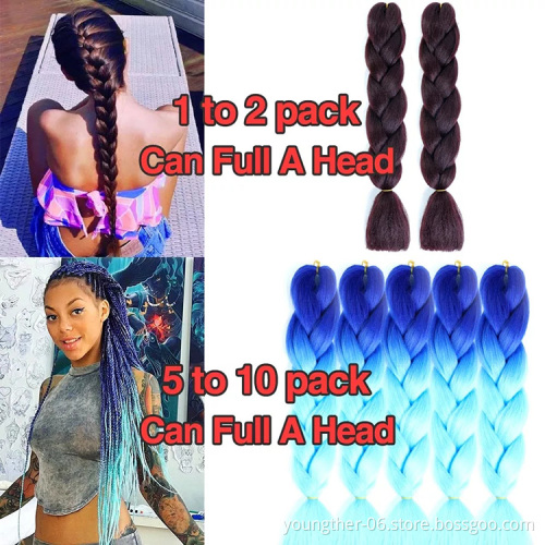 Luminous Ombre Two Tone Jumbo High Temperature Fiber Synthetic Marley Hair Braid Box Braiding Hair